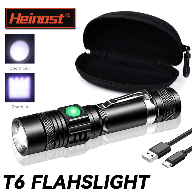 Outdoor Hunting Lights - Lanterna LED T6 Recarregável, Tocha Zoomável