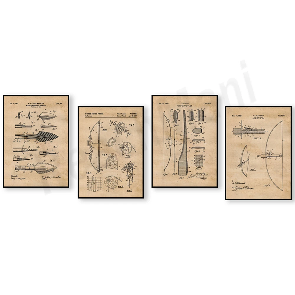 Outdoor Hunting Paintings - Impressão de patente de arco e