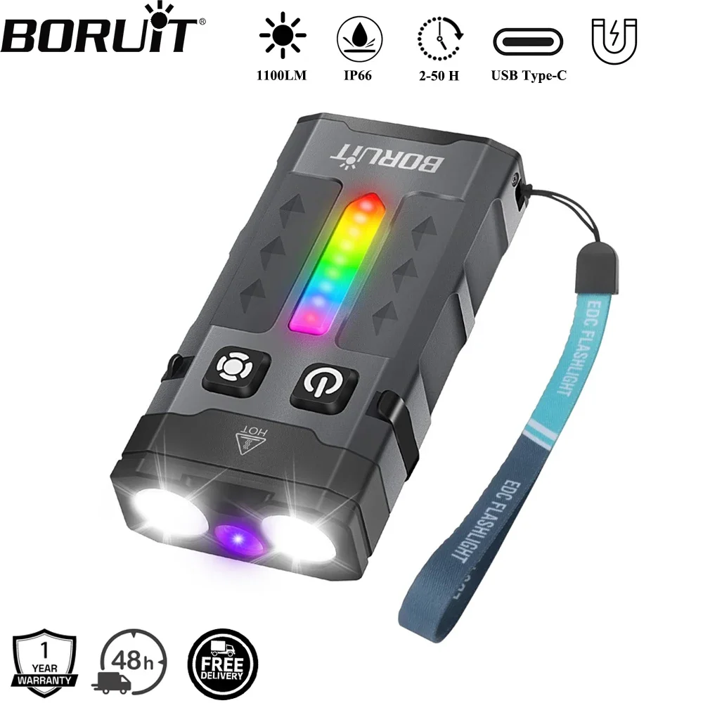 Boruit ev20 1100lm edc uv chav - Outdoor Hunting Lights avaliação e preço