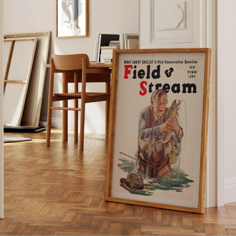 Vintage pesca com mosca impres - Outdoor Hunting Paintings avaliação e preço